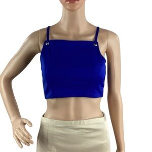 Superdown Square Neck Strappy Crop Top Royal Blue XS